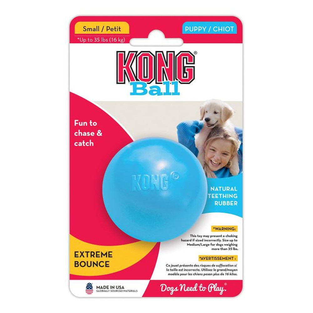 KONG Puppy игрушка для щенков "Мячик" под лакомства 6 см цвета в ассортименте: розовый, голубой