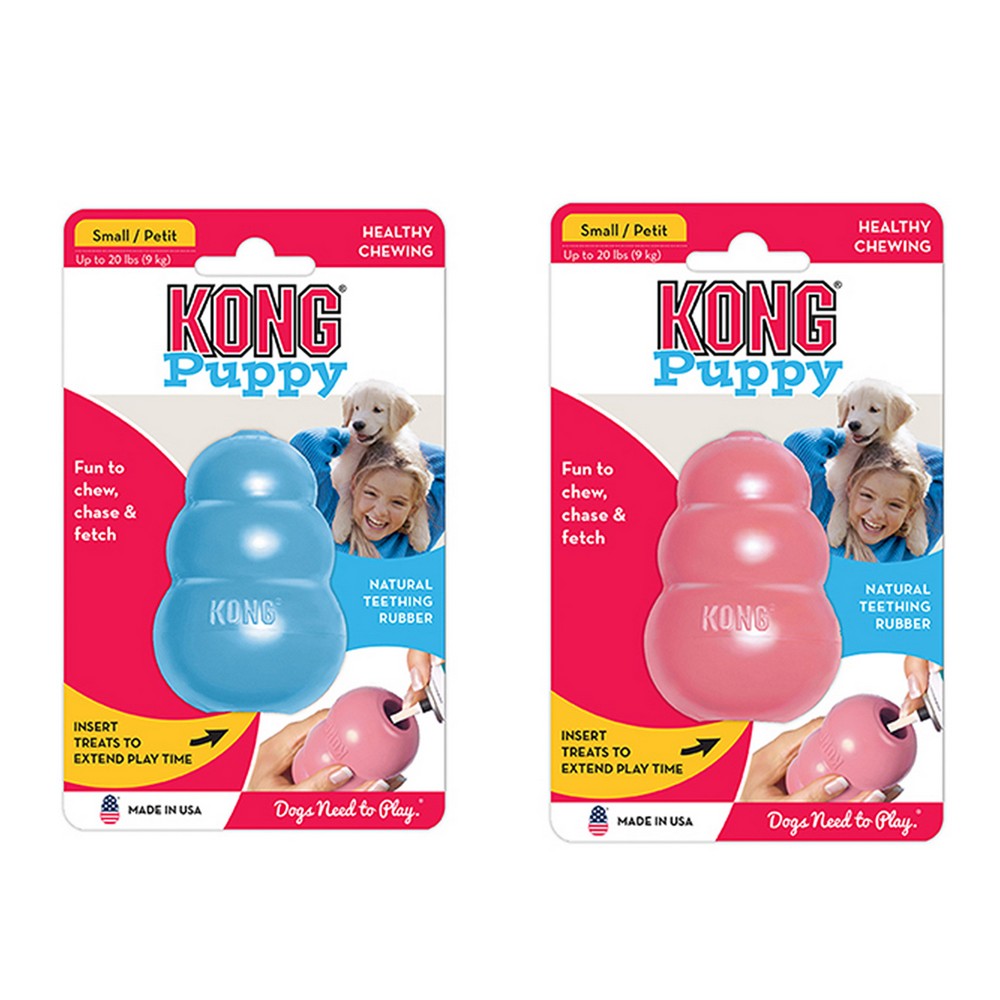KONG Puppy игрушка для щенков классик S 7x4 см маленькая цвета в ассортименте: розовый, голубой