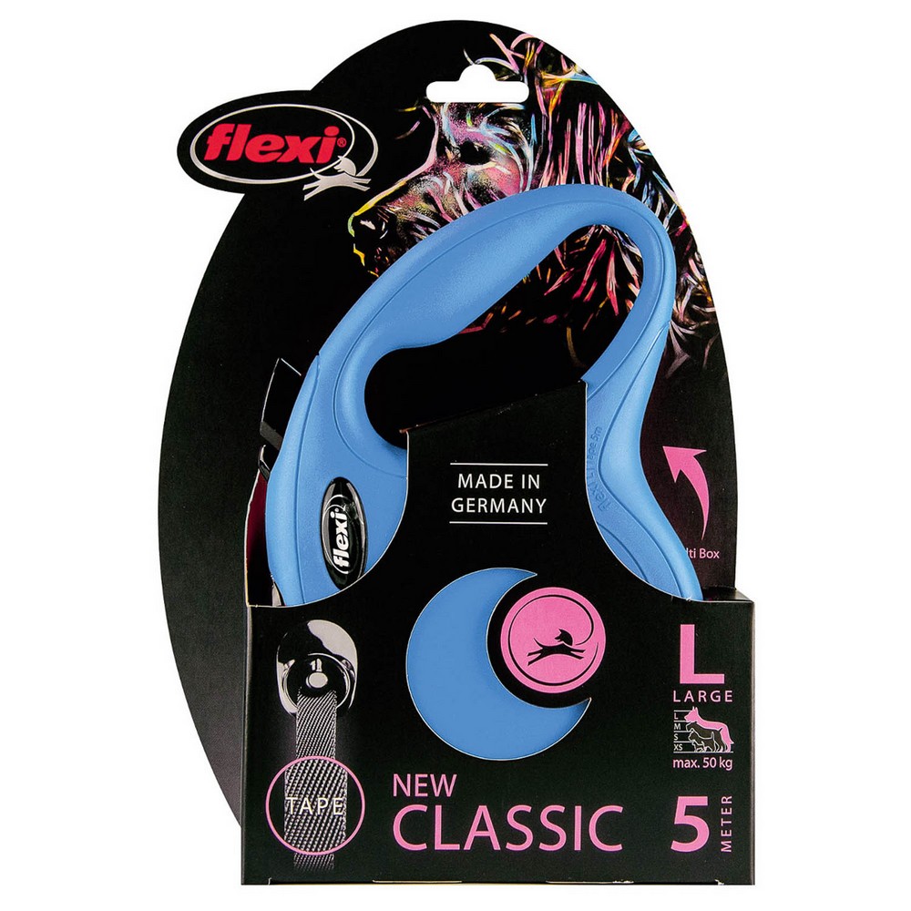 FLEXI рулетка New Classic L (до 50 кг) лента 5 м синяя