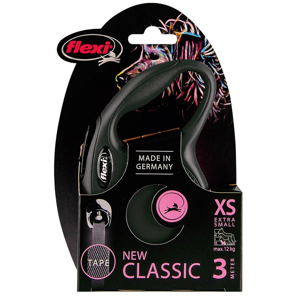 FLEXI рулетка New Classic XS (до 12 кг) 3 м лента черная