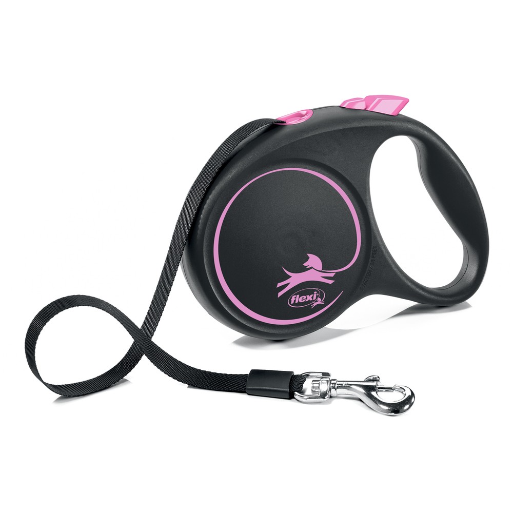 FLEXI рулетка Design M (до 25 кг) лента 5 м черный/розовый