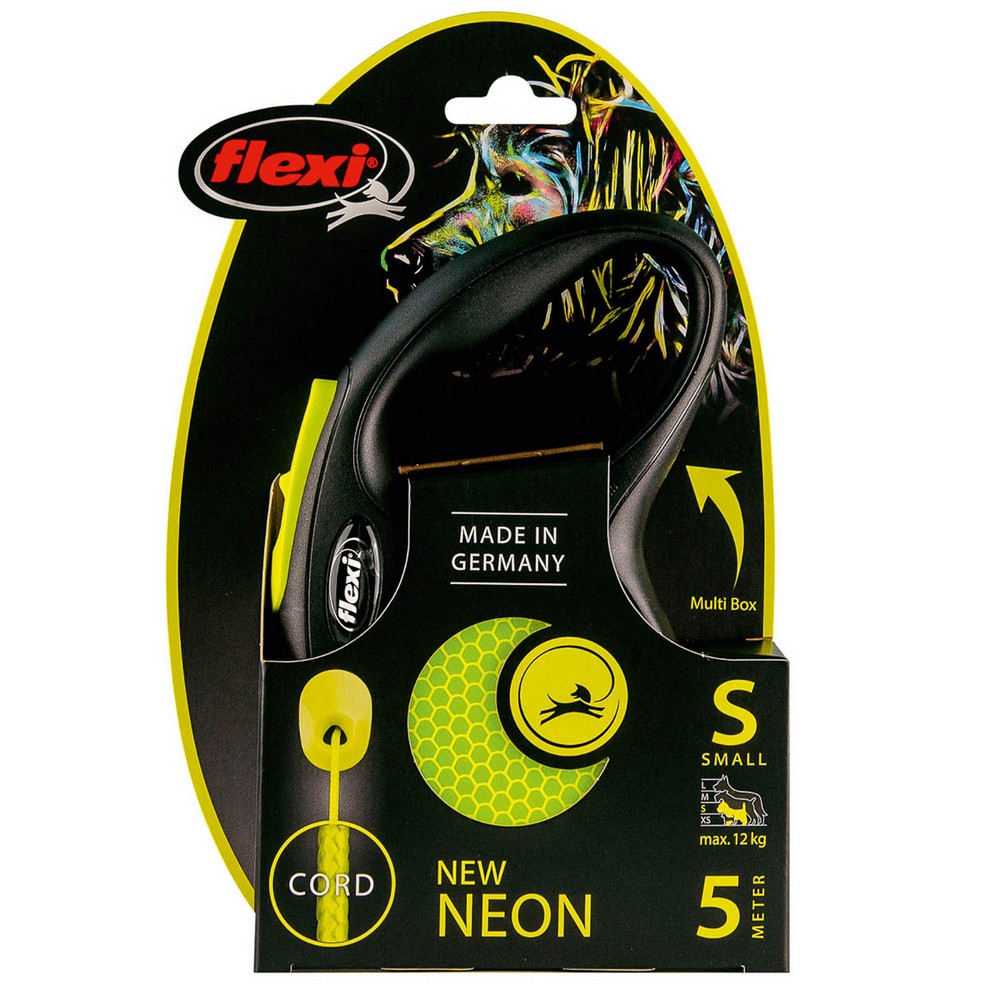 FLEXI рулетка Neon New Classic S (до 12 кг) трос 5 м