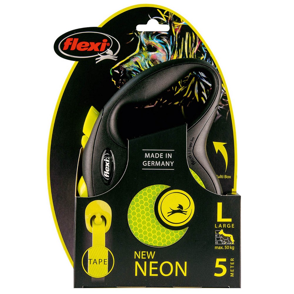 FLEXI рулетка New Neon L (до 50 кг) лента 5 м