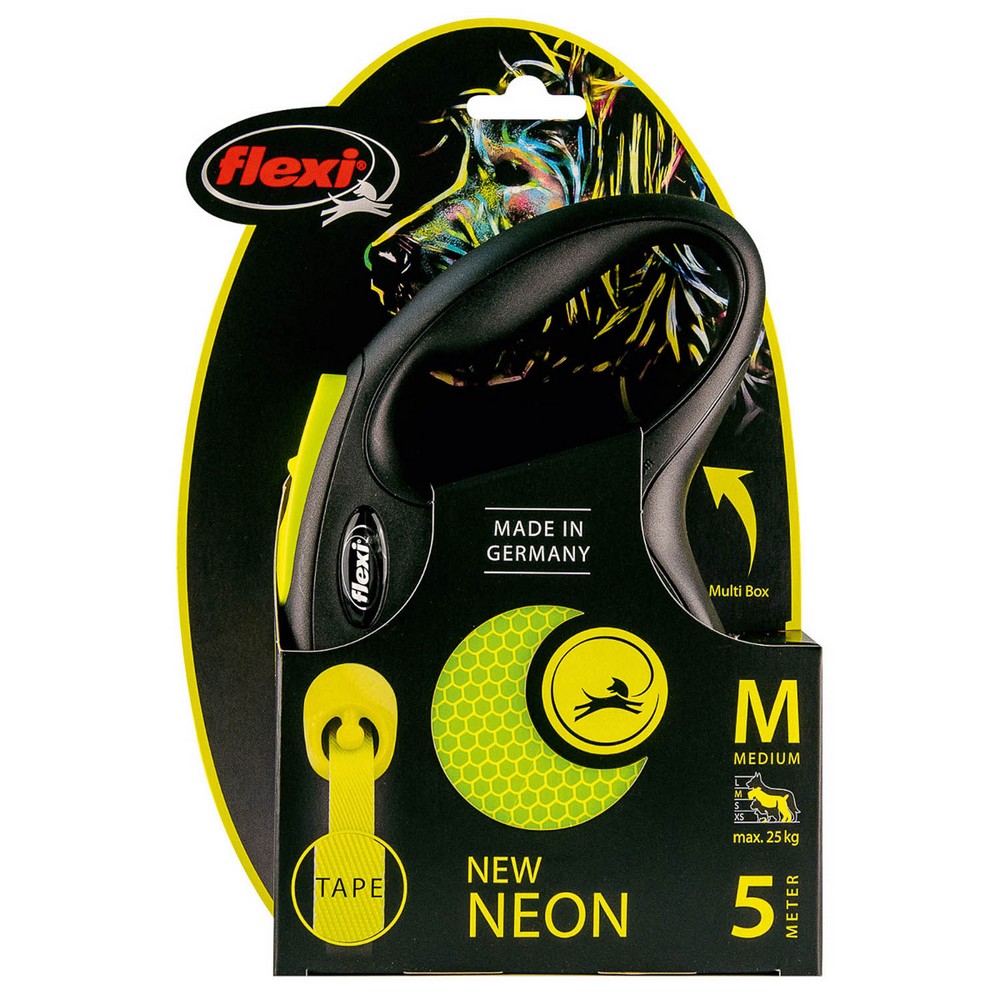 FLEXI рулетка New Neon M (до 25 кг) лента 5 м