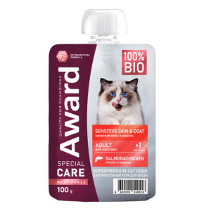 Влажный корм AWARD SPECIAL CARE Sensitive skin&coat мясное пюре