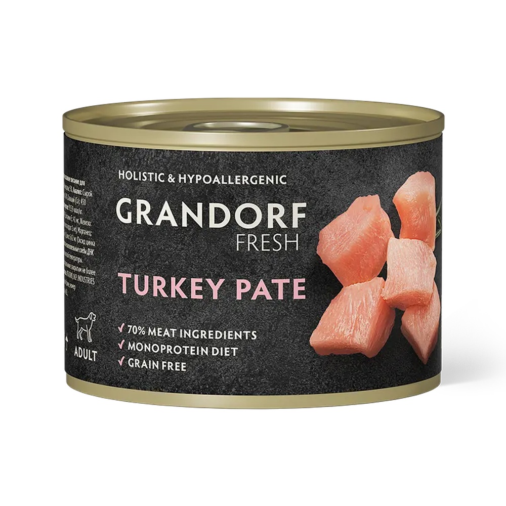 GRANDORF FRESH Консервы для собак Паштет из индейки 200гр
